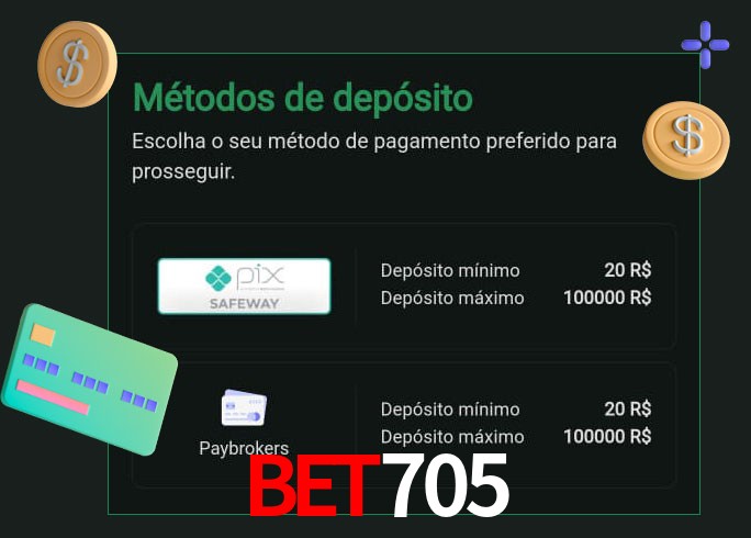 O cassino bet705 oferece uma grande variedade de métodos de pagamento